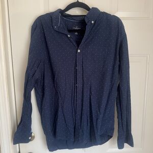 Large Blue With Polka Dots Button Down